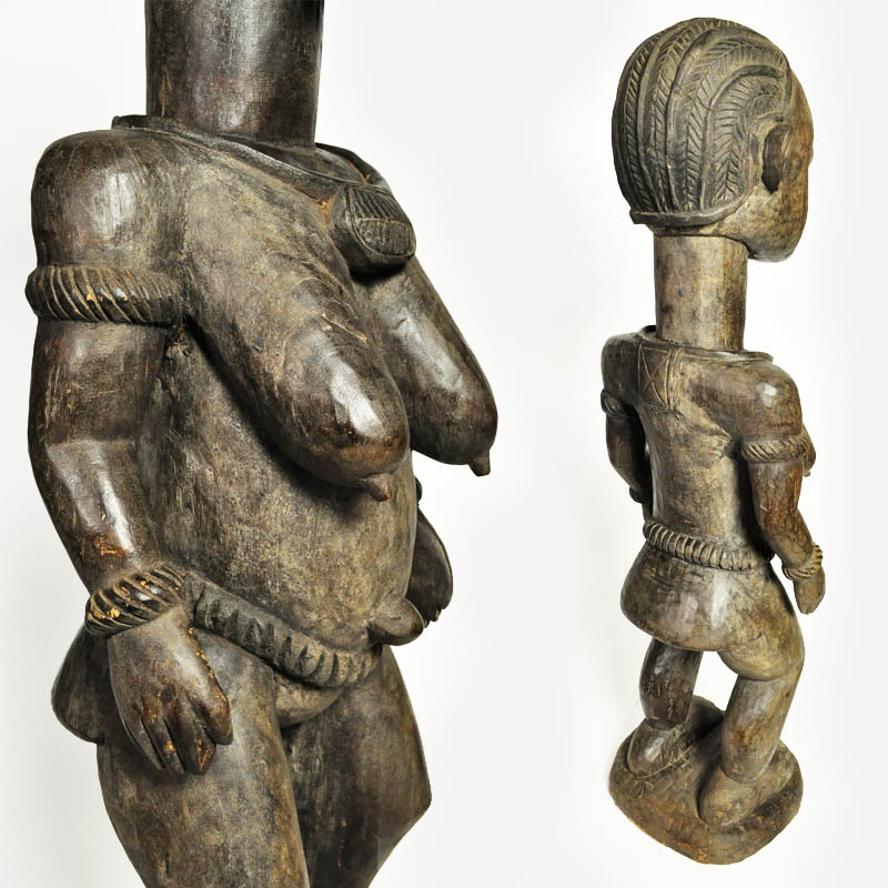 半額》バガ族女性像【アフリカ インテリア 彫刻 木彫】 (a056-04 