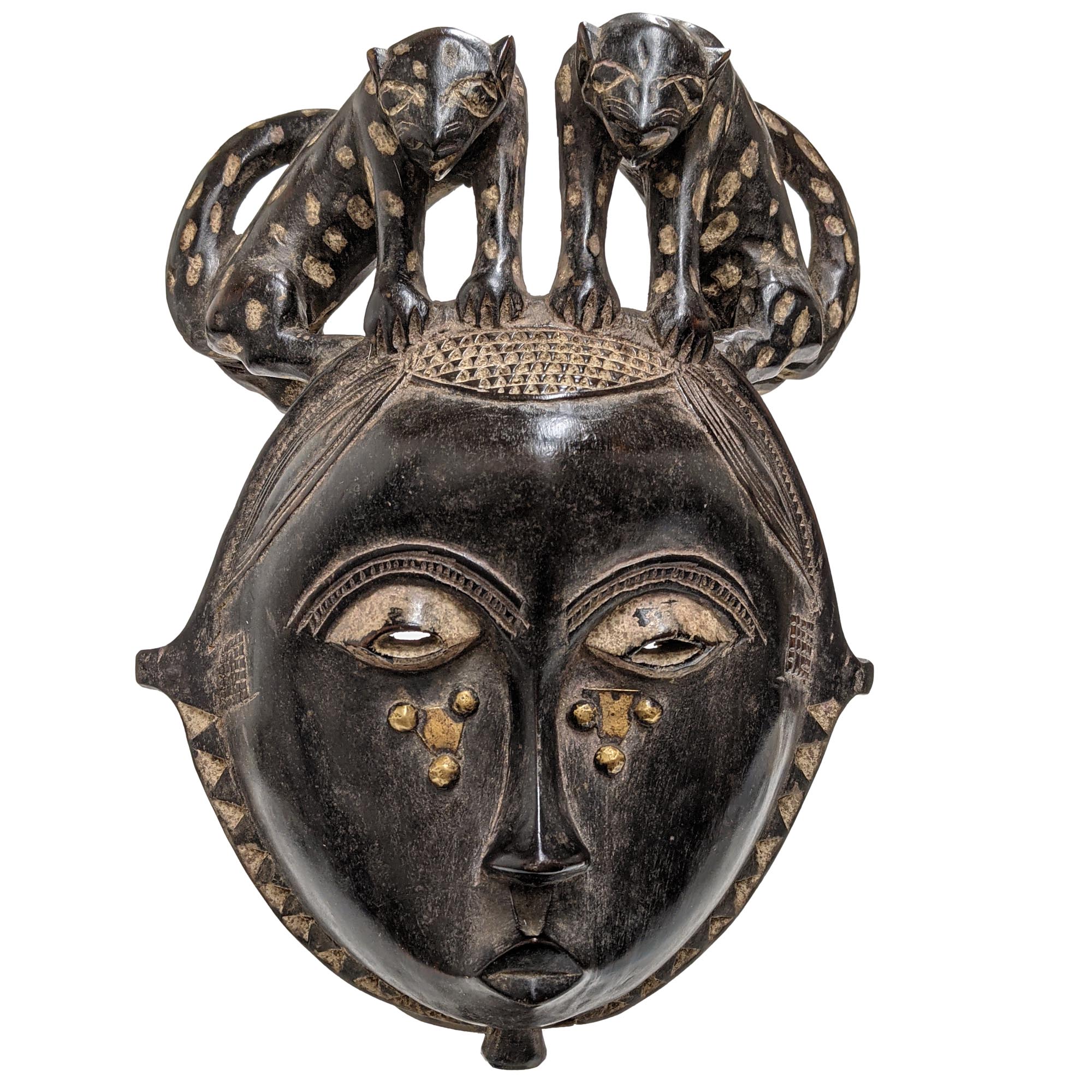 2021年春の アフリカ コートジボワール バウレ族 マスク 木彫り 仮面