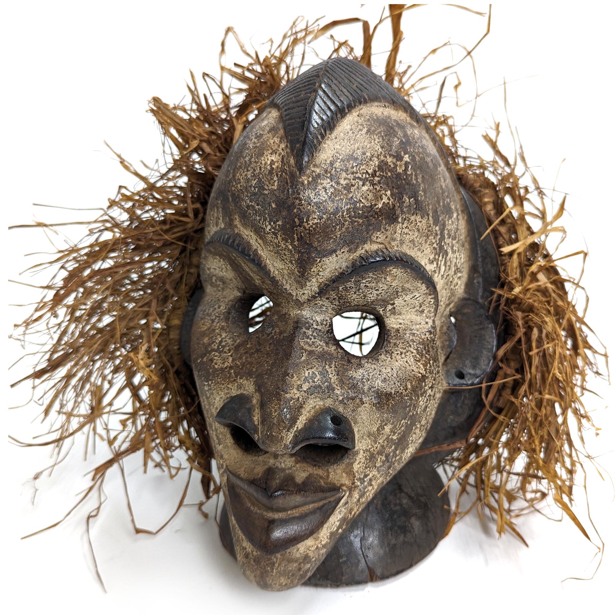イボ族マスク 25cm アフリカンアート 仮面 （p015-05） アフリカ雑貨店 アフロモード