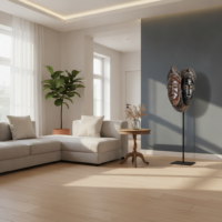 バウレ族双子仮面 27cm アフリカン プリミティブアート マスク （p300-04）（AI生成イメージ）