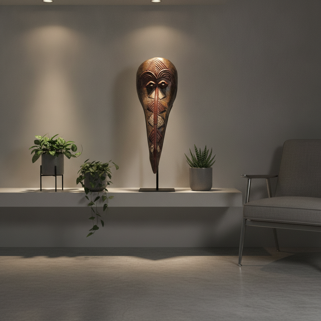 コノ族仮面 55cm アフリカン プリミティブアート マスク （p300-05）（AI生成イメージ）