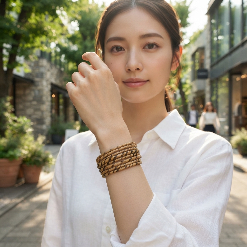 アフリカン 樹皮 ブレスレット 5本セット （p650-08）（AI生成イメージ）