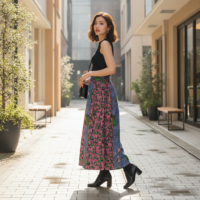 アフリカン パッチワーク パーニュ スカート （p675-09）（AI生成イメージ）