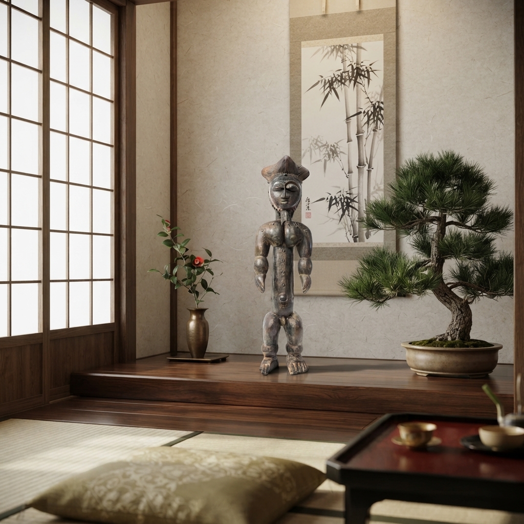 アチェ族彫男性木彫像 75cm アフリカン プリミティブアート （p880-07）（AI生成イメージ）