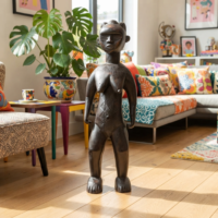バッサ族女性立像 木彫品 89cm アフリカン プリミティブアート （p880-13）（AI生成イメージ）