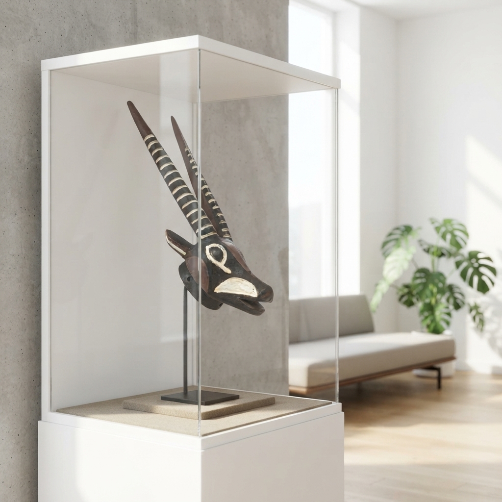モシ族アンティロープマスク 36cm スタンド付 アフリカ 仮面 アート （r105-34）（AI生成イメージ）
