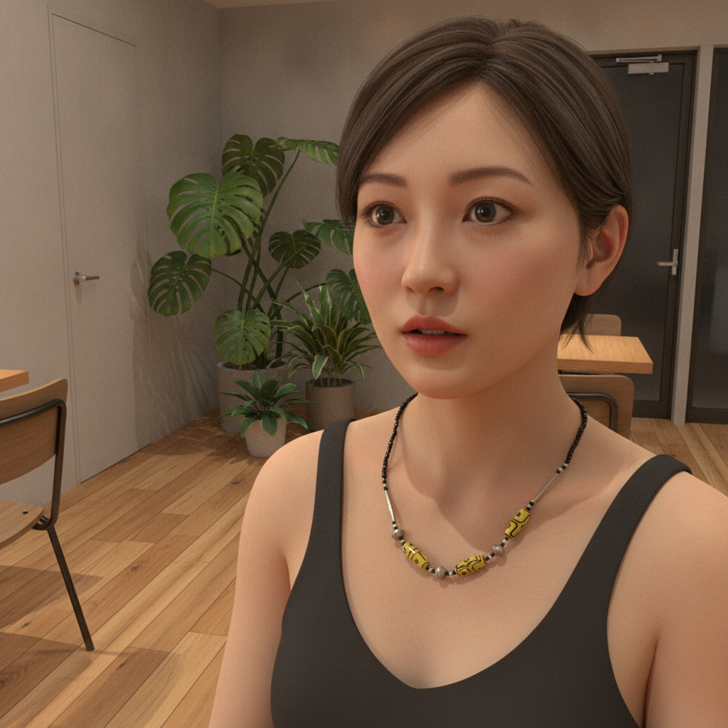 アフリカン ネックレス 再生ガラスビーズ  （r112-22）（AI生成イメージ）