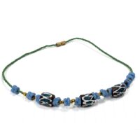 アフリカン ネックレス 再生ガラスビーズ  （r163-17）