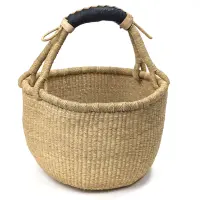 ブルキナバスケット Lサイズ 丸かごタイプ アフリカ産 (r163-20)