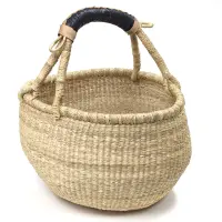 ブルキナバスケット Lサイズ 丸かごタイプ アフリカ産 (r163-23)
