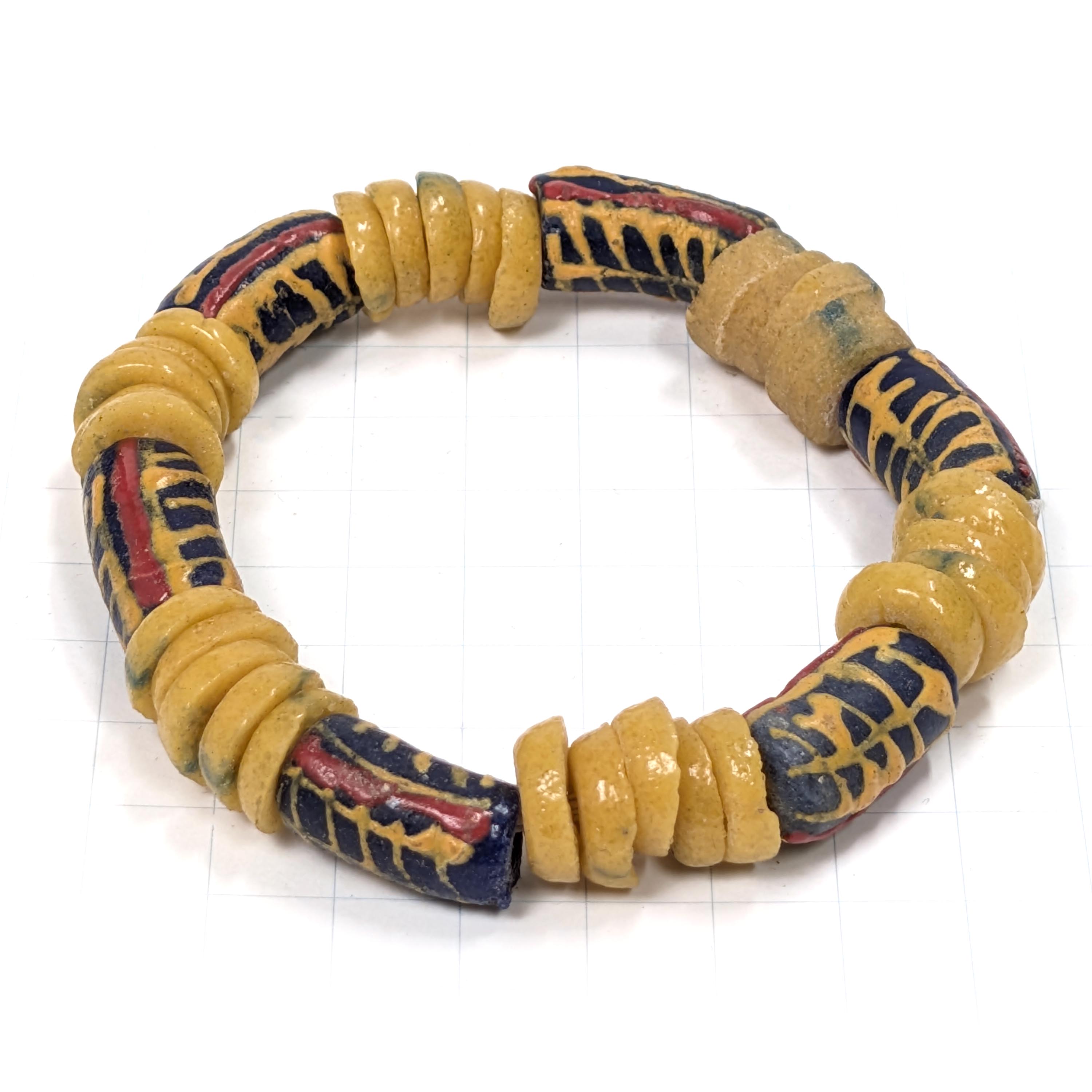 アフリカン  再生ガラスビーズ ブレスレット ゴム芯 （r211-08）