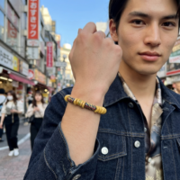 アフリカン  再生ガラスビーズ ブレスレット ゴム芯 （r211-08）（AI生成イメージ）