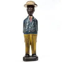 コロン人形 30cm アフリカ 木彫像 （r211-25）