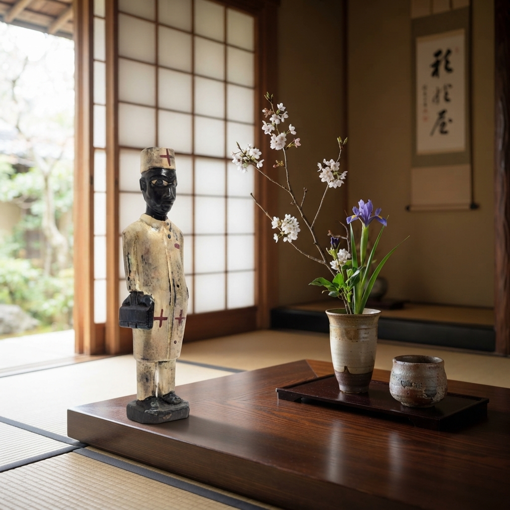 コロン人形 29cm アフリカ 木彫像 (r216-03)(AI生成イメージ)