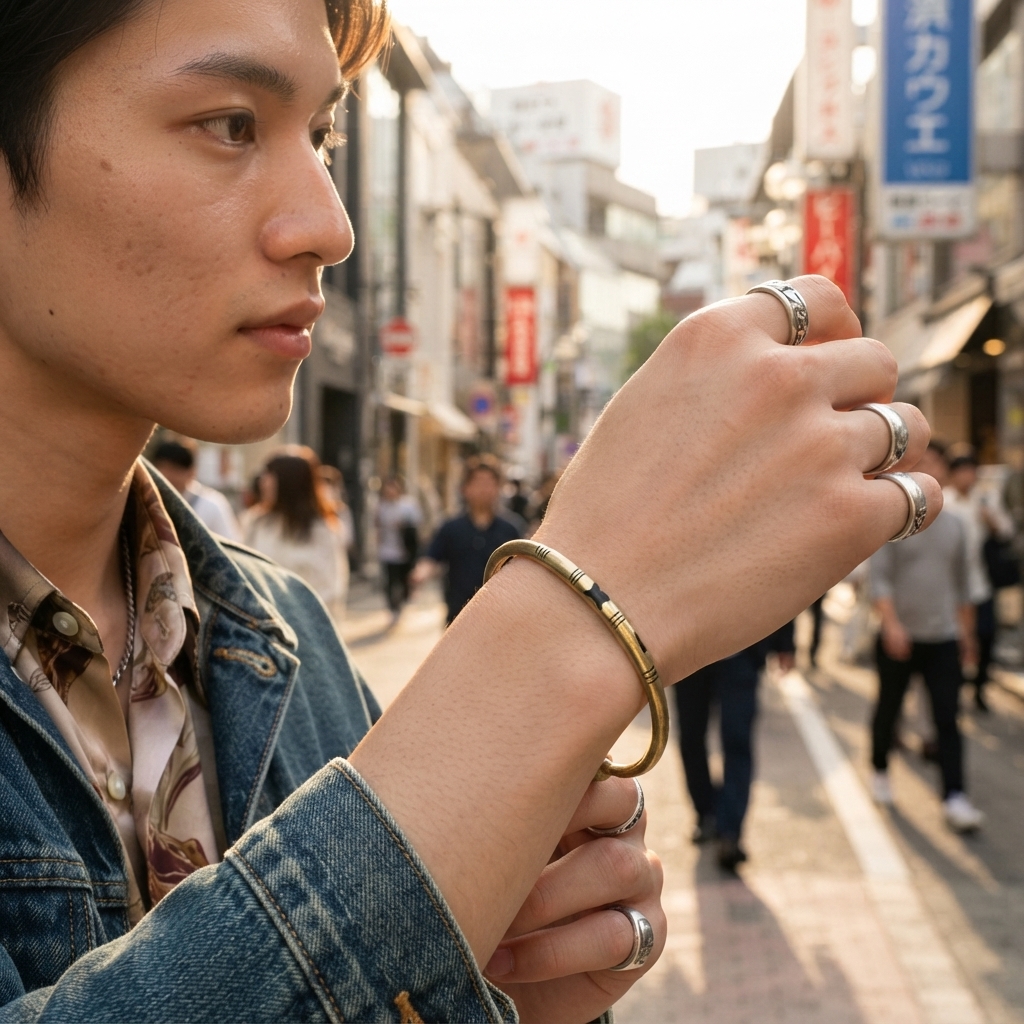 アフリカン メタリック ブレスレット 金属バングル （r216-19）（AI生成イメージ）