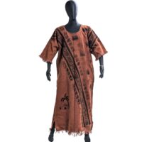 泥染め布 ワンピース アフリカ 民族衣装 （r216-32）