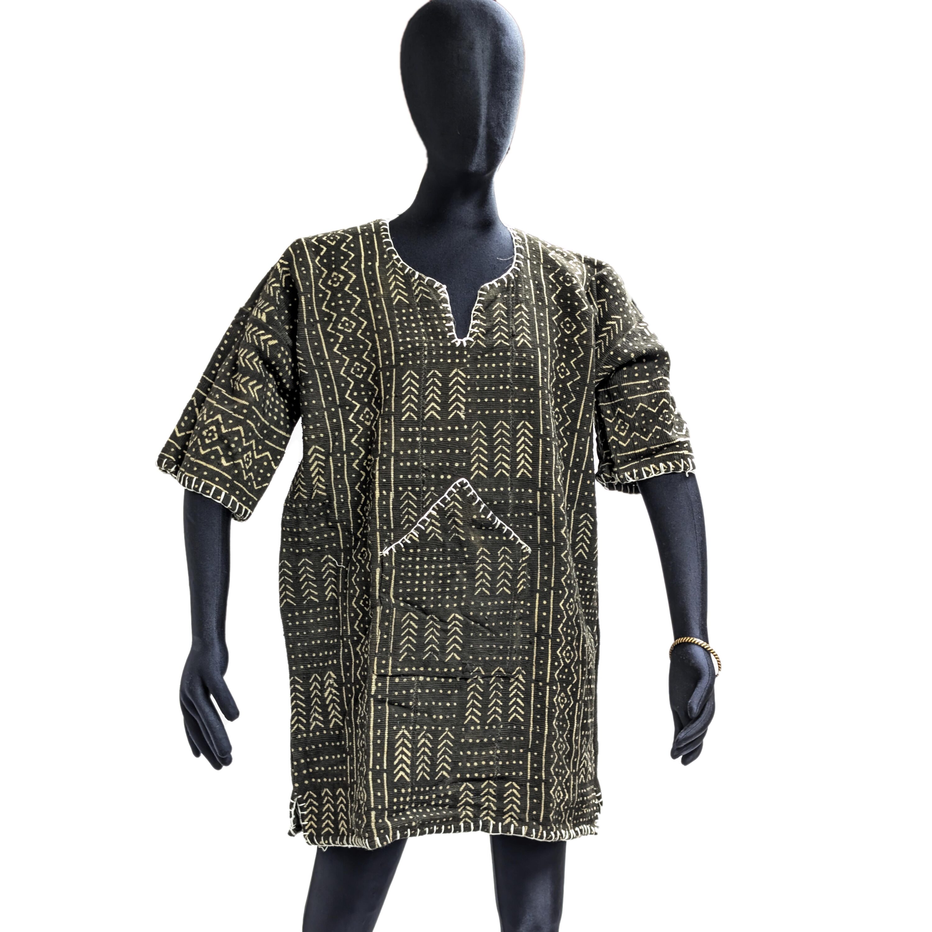 泥染め ボゴラン シャツ メンズ アフリカン民族衣装 （r216-34）