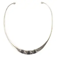 トゥアレグ族 チョーカー メタルトルク ネックレス ホワイトブラス （r219-07）