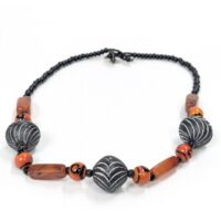 Alternative view of アフリカン ネックレス 石+再生ガラスビーズ  （r219-26）