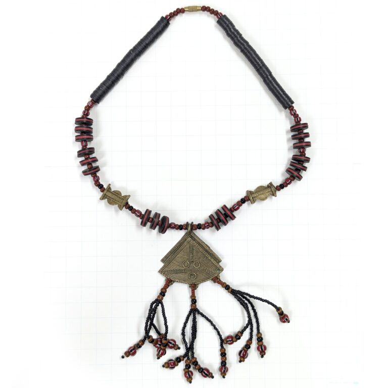 アフリカン ネックレス ブラス+種+再生ガラスビーズ （r219-27