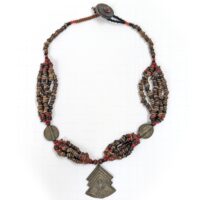 アフリカン ネックレス ブラス+種+再生ガラスビーズ  （r219-28）