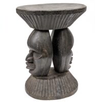 ダン族仮面腰掛 43cm アフリカの家具 スツール （r219-32）