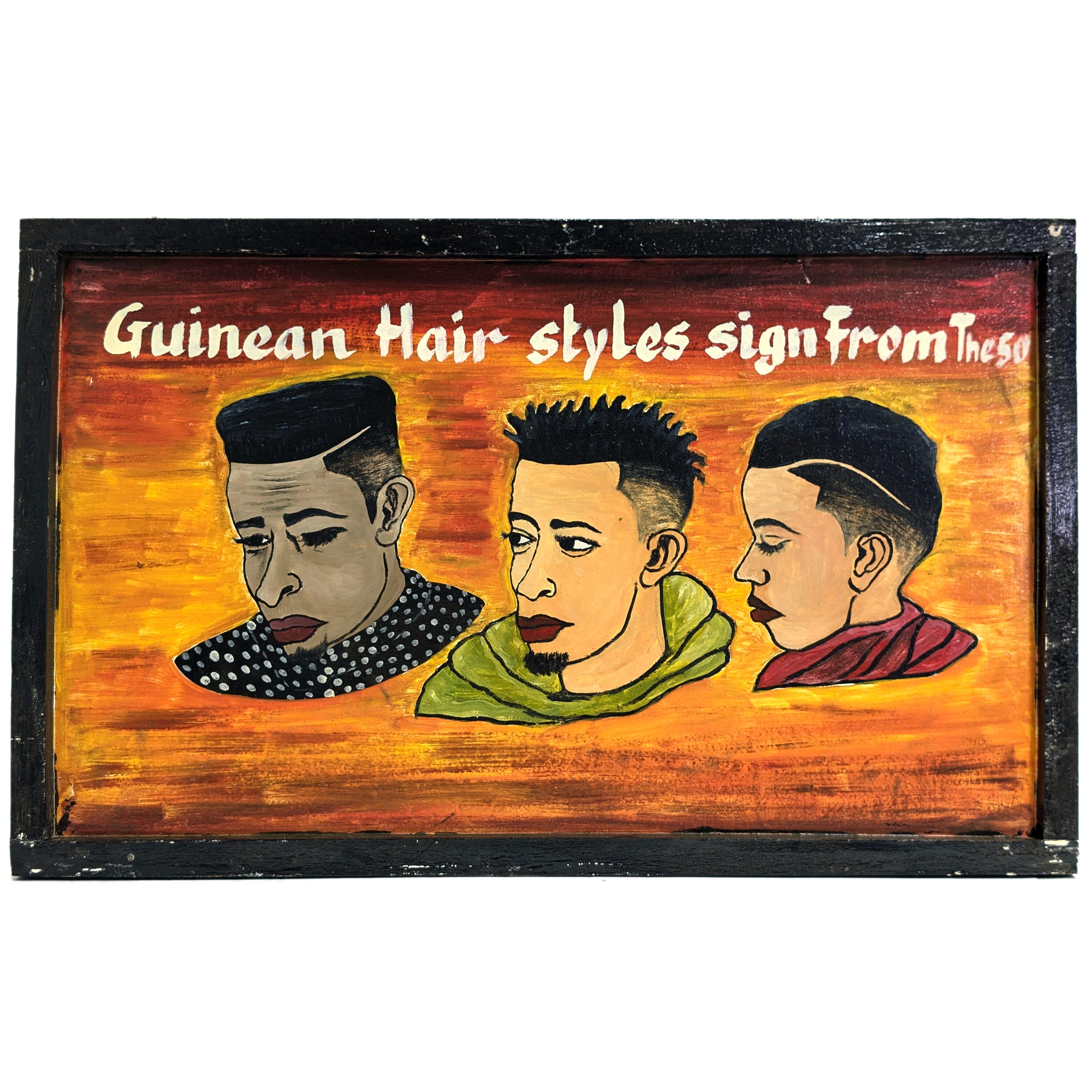 青空移動床屋用看板・アフリカン ヘアスタイル 絵画  80cm（ インテリアイラスト ヘアサロン 美容院） （r411-09）