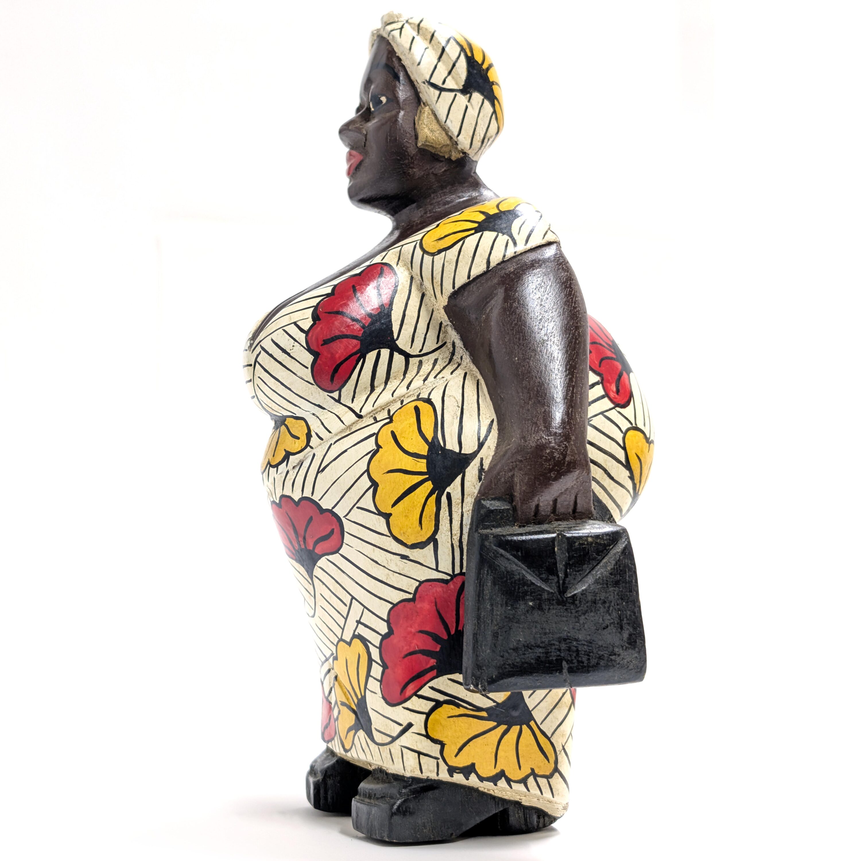 アフリカンマダム 大型コロン人形 29cm インテリア 木彫品 （r411-12