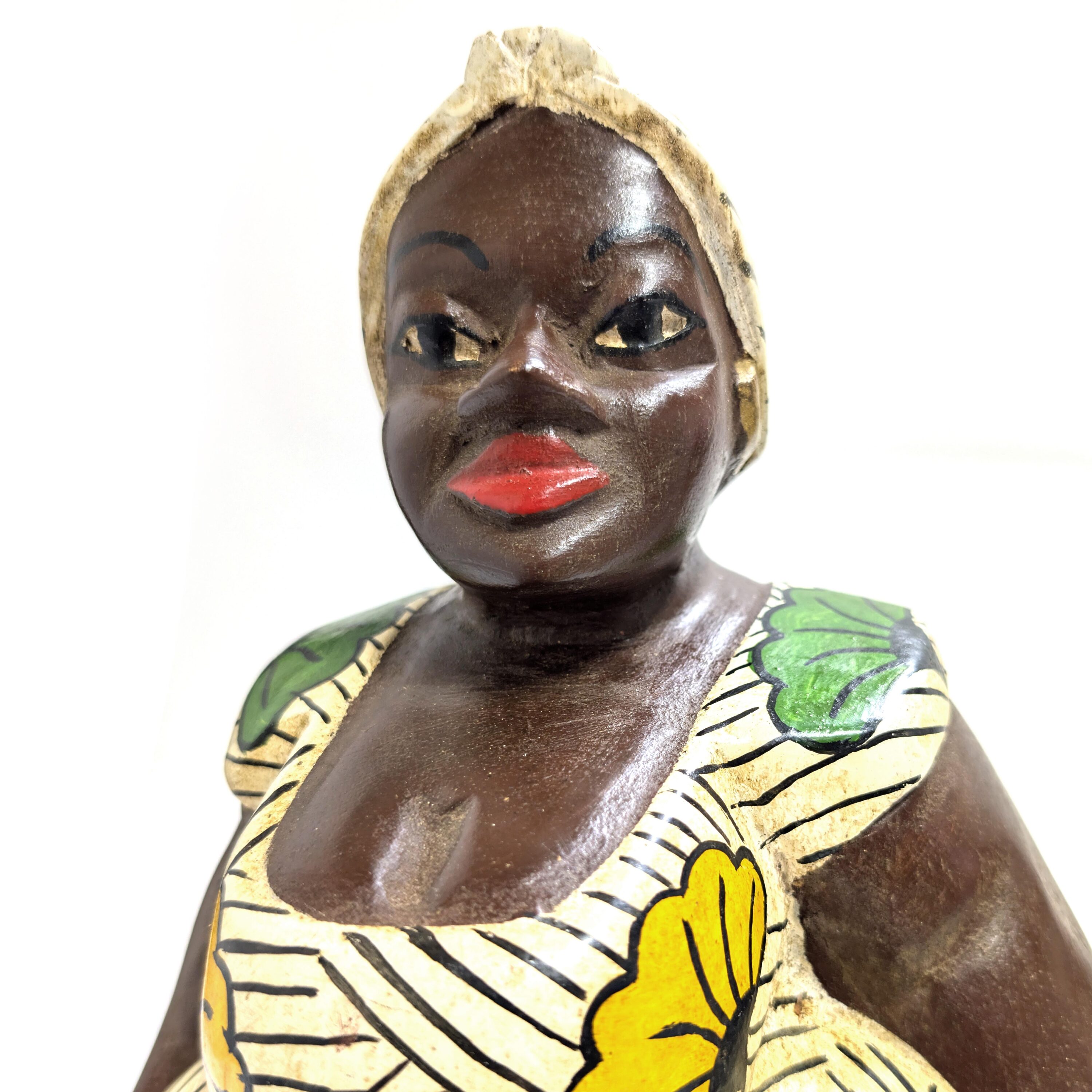 アフリカンマダム 大型コロン人形 33cm インテリア 木彫品 （r411-13