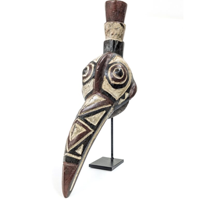モシ族鳥マスク 42cm スタンド付 アフリカ 仮面 アート （r411-26