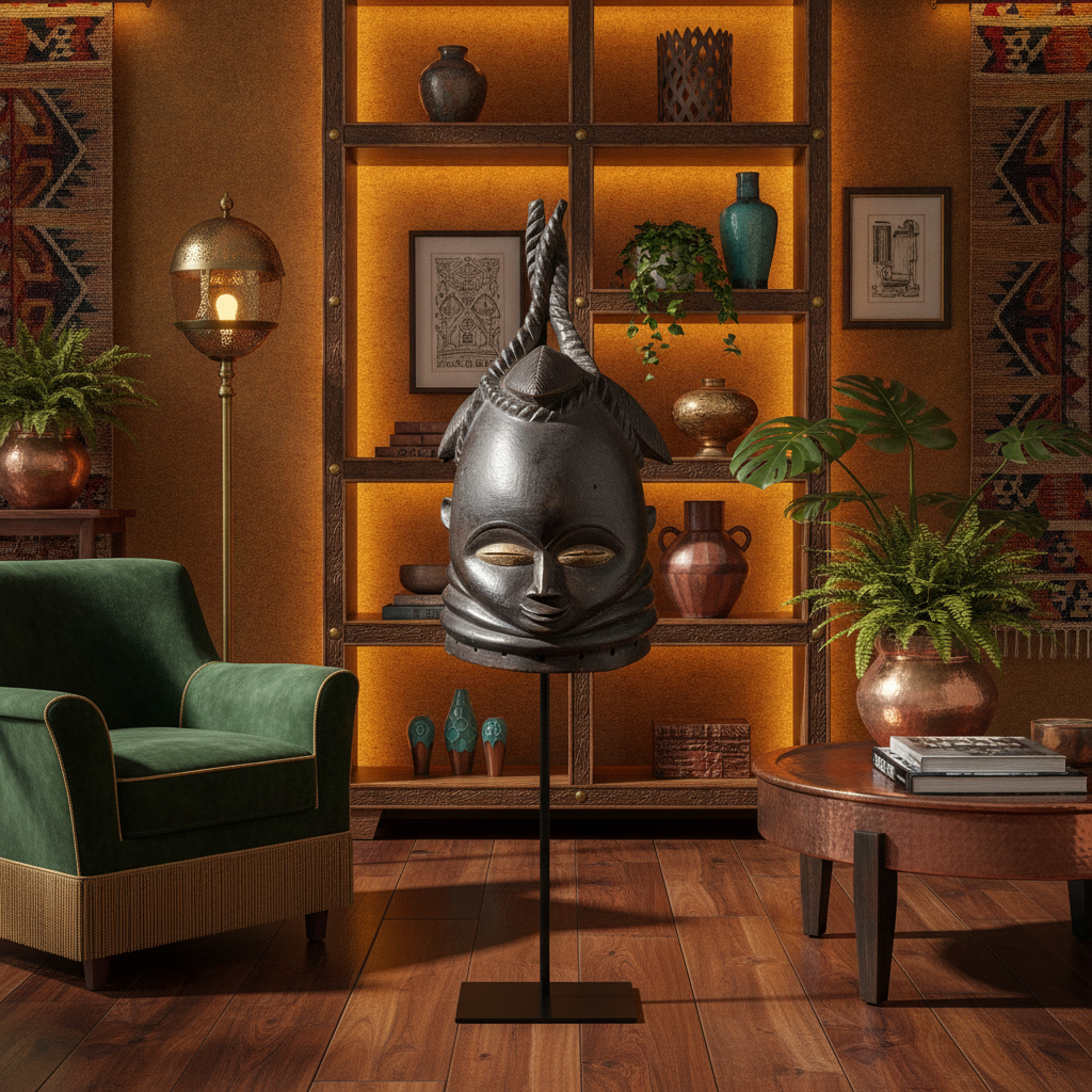 メンデ族 サウェイ ヘルメット型仮面 (r451-30)(AI生成イメージ)