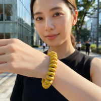 アフリカン  再生ガラスビーズ ブレスレット ゴム芯 （r501-01）（AI生成イメージ）