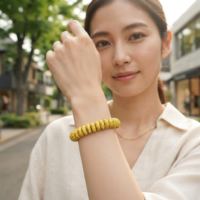 アフリカン  再生ガラスビーズ ブレスレット ゴム芯 （r501-01）（AI生成イメージ）