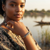 銅線 ブレスレット アフリカン バングル （r501-09）（AI生成イメージ）
